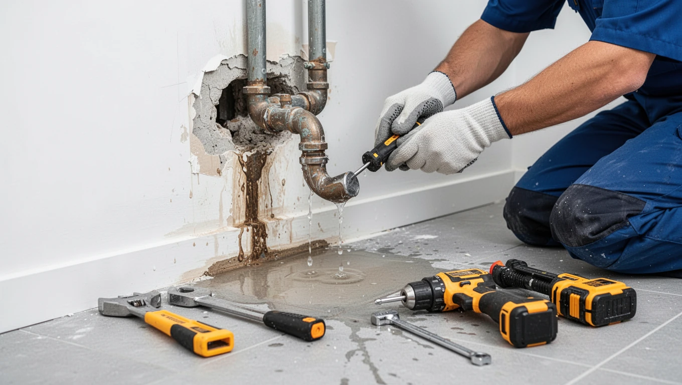 Leaking Pipe Water Damage Repair